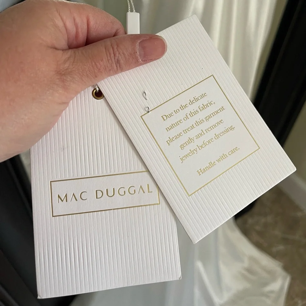 NWT Mac Duggal White One Shoulder‎ Cutout Charmeuse Gown Size 4